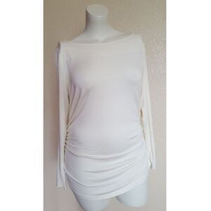 Soft Surroundings Jersey Knit Long Sleeve Ruched Tunic Top XL Ivory New